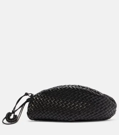 Bottega Veneta Small Onda Intrecciato Leather Clutch In Black