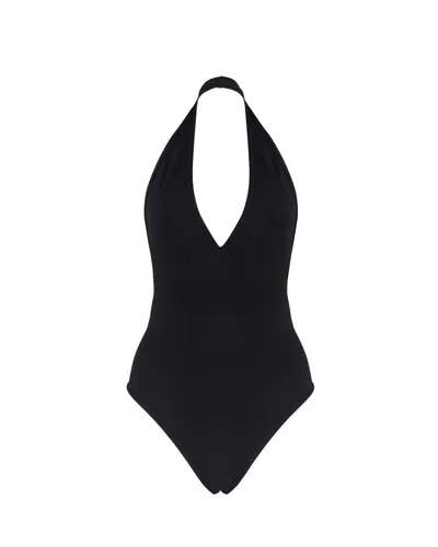 Bottega Veneta Stretch Nylon Halter Neck Swimsuit In Black