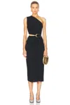 Bottega Veneta One-shoulder Cutout Gathered Embellished Crepe-jersey Midi Dress In Black