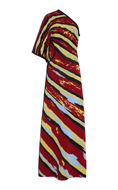 Bottega Veneta One-shoulder Jacquard-knit Maxi Dress In Multicolor