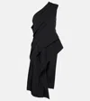 Bottega Veneta Womens Black One-shoulder Asymmetrical Ruched Stretch-woven Top In Schwarz