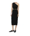 Bottega Veneta One-shoulder Cutout Gathered Embellished Crepe-jersey Midi Dress In Black