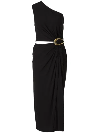Bottega Veneta Draped One-shoulder Midi Dress In Multi