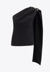 Bottega Veneta Top In Crepe Di Lana E Viscosa Con Dettaglio Knot In Black