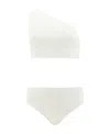 Bottega Veneta One-word Shoulder Split Swimsuit In White