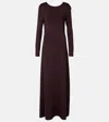 Bottega Veneta Open-back Compact Knit Maxi Dress In Burgundy