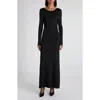Bottega Veneta Open Back Long Sleeve Compact Jersey Dress In Black