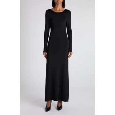 Bottega Veneta Open Back Long Sleeve Compact Jersey Dress In Black