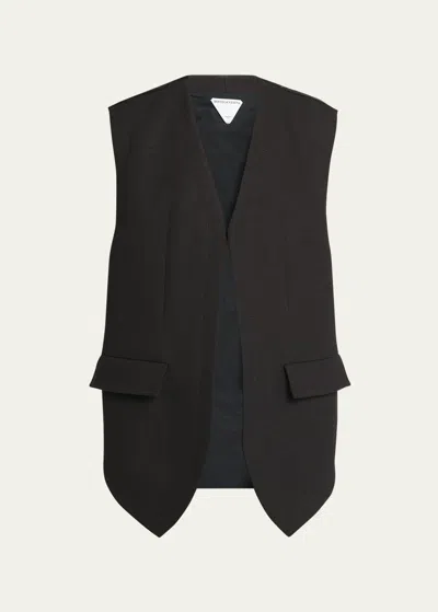 Bottega Veneta Open Front Structured Vest In Black