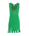 Bottega Veneta Open-knit Cotton-blend Mini Dress In Green