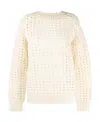 Bottega Veneta Open Mesh Sweater In Ivory Colored Wool In White