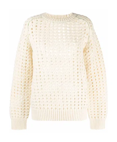 Bottega Veneta Open-knit Wool Jumper In White