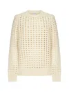 Bottega Veneta Open Mesh Sweater In Ivory Colored Wool In White