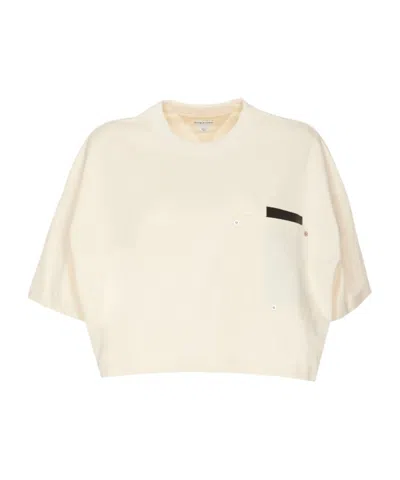 Bottega Veneta White Short-sleeved Crop T-shirt With Heart
