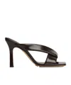 Bottega Veneta Criss Cross Padded Leather Slide Sandals In Black