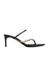 Bottega Veneta Leaf Sandals With Italia Heel And Metal Knot Chain In Black