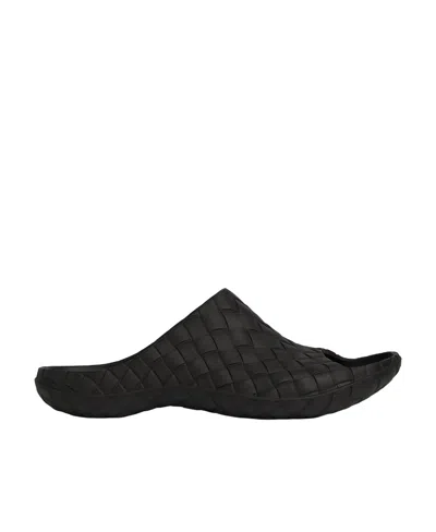 Bottega Veneta Black Intrecciato Sandals In 1000 Black