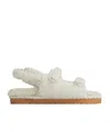 Bottega Veneta Open-toed Wool Flat Sandals In Popcorn