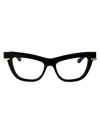 Bottega Veneta Bv1266o Glasses In 001 Black Gold Transparent