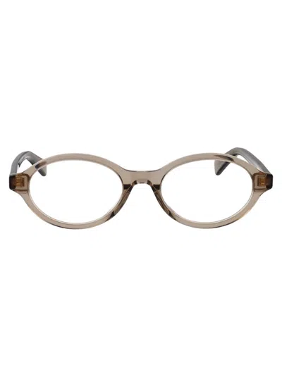 Bottega Veneta Brown-brown-transparent Acetate Glasses In Gray