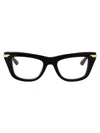 Bottega Veneta Bv1370o Linea Ribbon 001 Black Gold Glasses In Black-gold-transparent