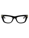 Bottega Veneta Bv1370o Linea Ribbon 001 Black Gold Glasses In Black-gold-transparent