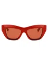 Bottega Veneta Orange Acetate Sunglasses In Red