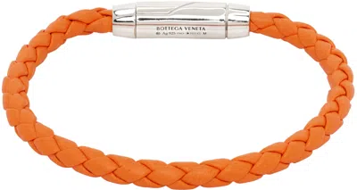 Bottega Veneta Orange Braid Leather Bracelet In 7620-papaya
