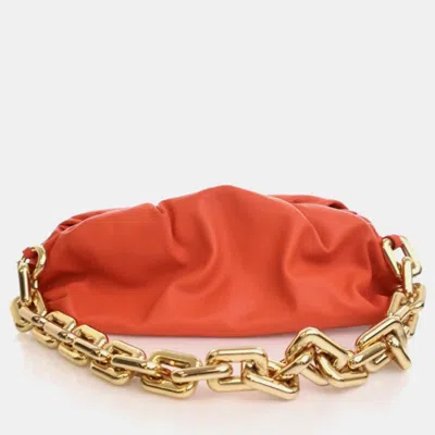Pre-owned Bottega Veneta Orange Calfskin The Chain Pouch