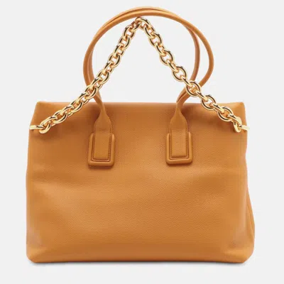 Pre-owned Bottega Veneta Orange Grained Calfskin Saint Germain Tote