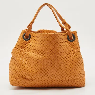 Pre-owned Bottega Veneta Orange Intrecciato Leather Bella Tote