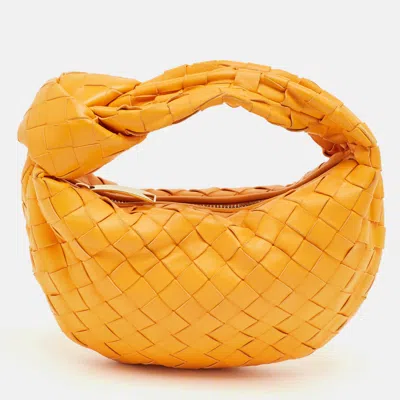 Pre-owned Bottega Veneta Orange Intrecciato Leather Mini Bv Jodie Hobo