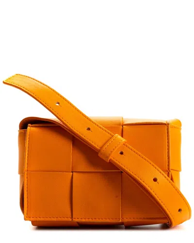 Bottega Veneta Orange Intrecciato Leather Mini Candy Cassette Handbag  (authentic )