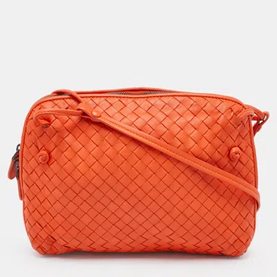 Pre-owned Bottega Veneta Orange Intrecciato Leather Nodini Shoulder Bag