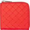 Bottega Veneta Orange Intrecciato Stamp Square Zip Around Wallet