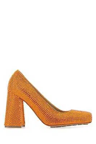 Pre-owned Bottega Veneta Orange Leather And Rhinestones Tower Pumps