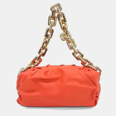 Pre-owned Bottega Veneta Orange Leather Chain Pouch