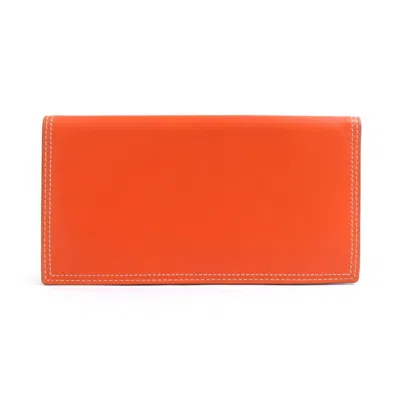 Pre-owned Bottega Veneta Orange Leather Long Wallet (bi-fold) ()