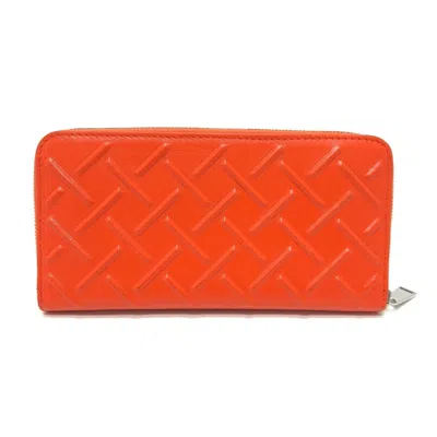 Pre-owned Bottega Veneta Orange Leather Long Wallet (bi-fold) ()