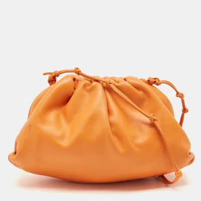 Pre-owned Bottega Veneta Orange Leather Mini The Pouch Bag