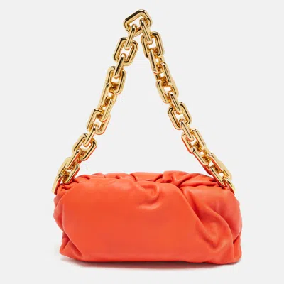 Pre-owned Bottega Veneta Orange Leather The Chain Pouch Bag