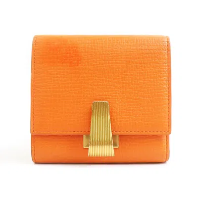 Pre-owned Bottega Veneta Orange Leather Wallet (tri-fold) ()
