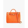Bottega Veneta Orange-m Brass Andiamo Small Leather Top-handle Bag In Orange-m Brass