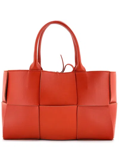 Bottega Veneta Orange Maxi Intrecciato Leather Arco Tote Small (authentic Pre-  Loved) In Red