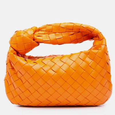 Pre-owned Bottega Veneta Orange Mini Nappa Intrecciato Jodie