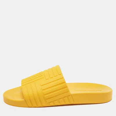 Pre-owned Bottega Veneta Orange Rubber Slides Size 44