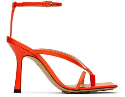 Bottega Veneta Orange Stretch Strap Sandals In 6529 Orange