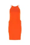 Bottega Veneta Stretch Viscose Blend Dress With Adjustable Side Ties In Orange