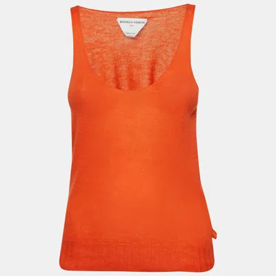 Pre-owned Bottega Veneta Orange Superfine Cashmere Knit Sleeveless Top S
