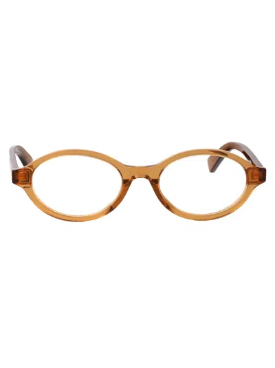 Bottega Veneta Orange-orange-transparent Acetate Glasses In Brown